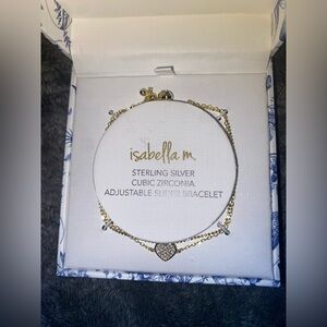 BNIB Isabella M Sterling Silver Gold Plated “Cross” Adjustable Bracelet